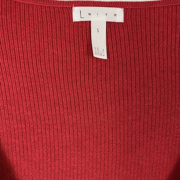 LEITH RIB WRAP SWEATER LONG SLEEVE TOP KNIT RED S - Picture 7 of 9